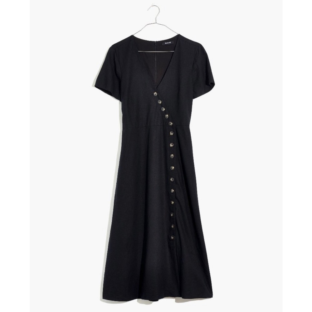 Madewell linen-blend button-front midi dress